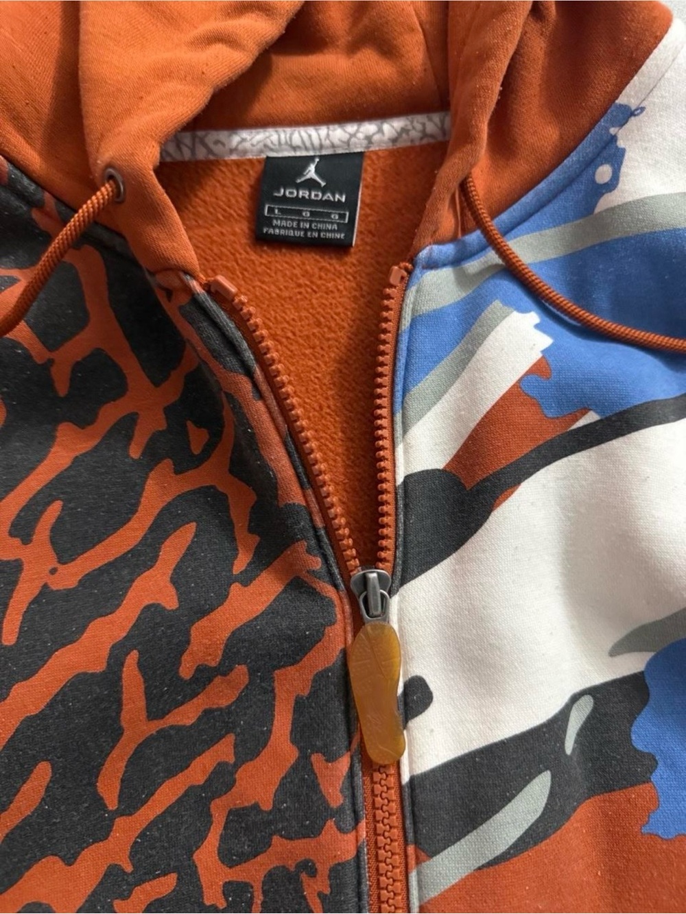 Men's Rust Orange Jordan Patterned Zip-Up Hoodie Jacket